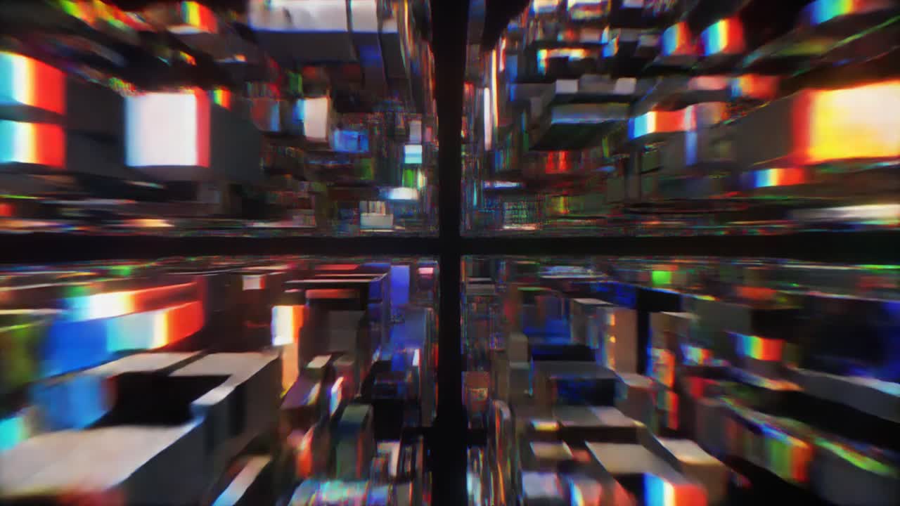Flying Through an Abstract Digital Tunnel with Chromatic Aberration