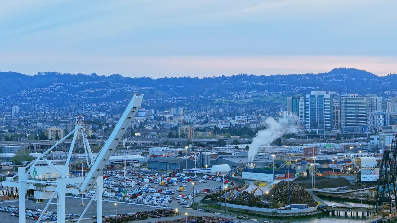 From warehouse rooftops to ship-bound cranes, this aerial sweep covers it all with clarity.