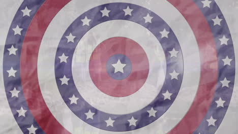 animation of circles with flag of usa over white background