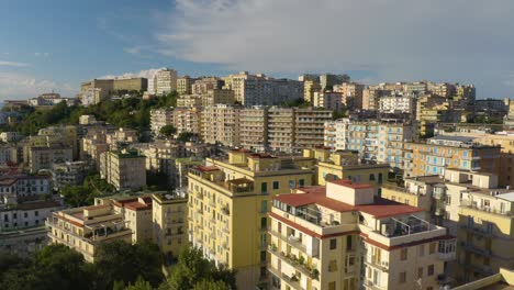 Fixed-Aerial-View-of-Colorful-Apartment-Buildings-in-Naples,-Italy