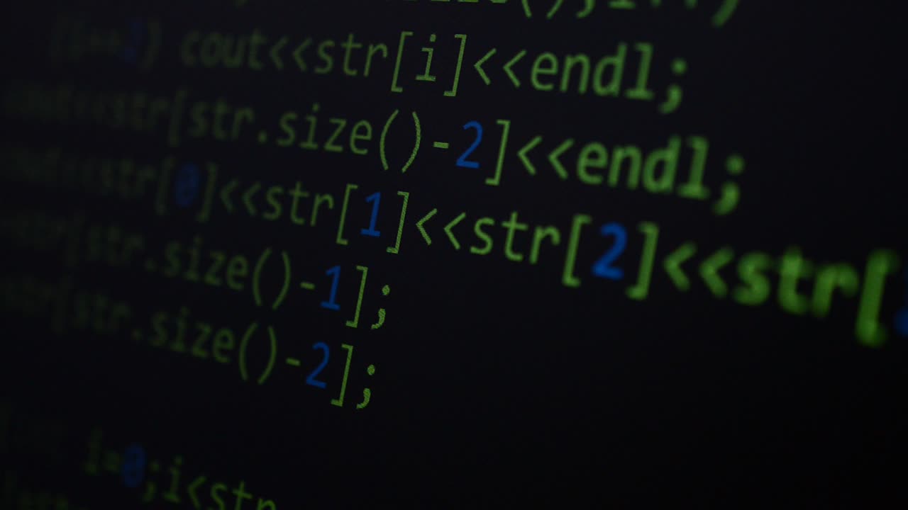 Source code on the monitor screen. Source code
