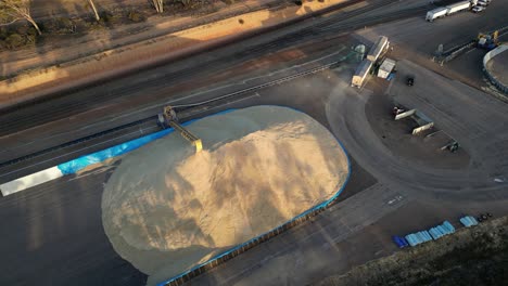 cargo truck unloading grain for agri-food industry in western australia
