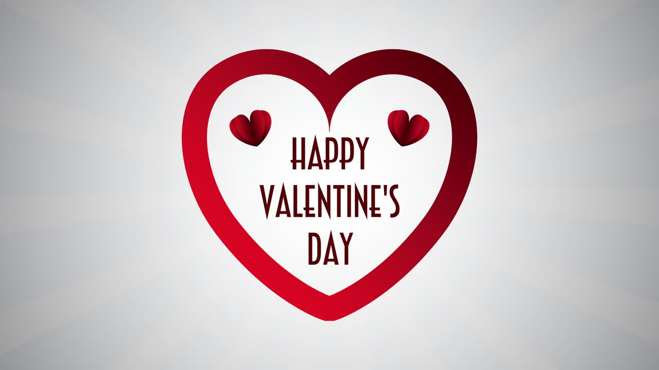 tarjeta animada del día de san valentín con corazón y letras