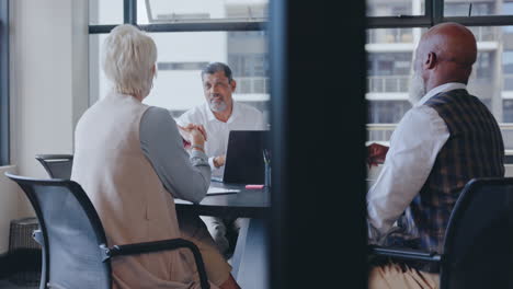 laptop, ceo or senior business people in meeting