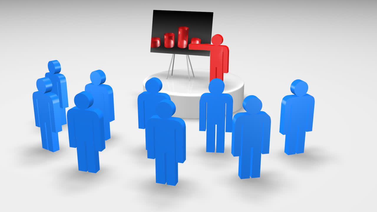 그래프를 들고 있는 3d 남자