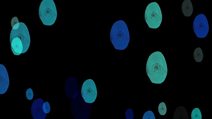 Animazione 4K astratta e ripetibile di impronta digitale, Intelligenza Artificiale, Sfondo nero