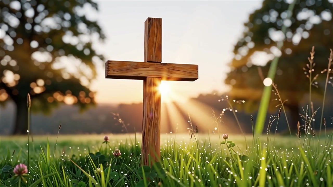 Christian Cross Heavenly Light Worship Background