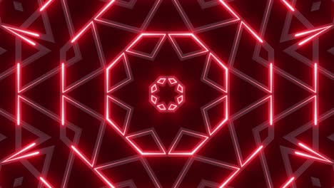 red neon geometric kaleidoscope pattern