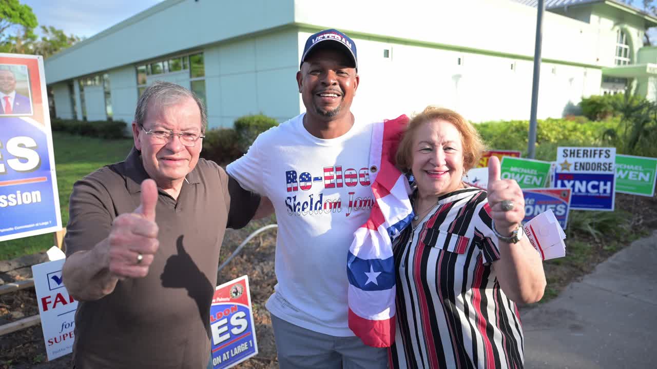 happy voters pose with Sheldon Jones, local Palmetto, Florida, committeeman at large
