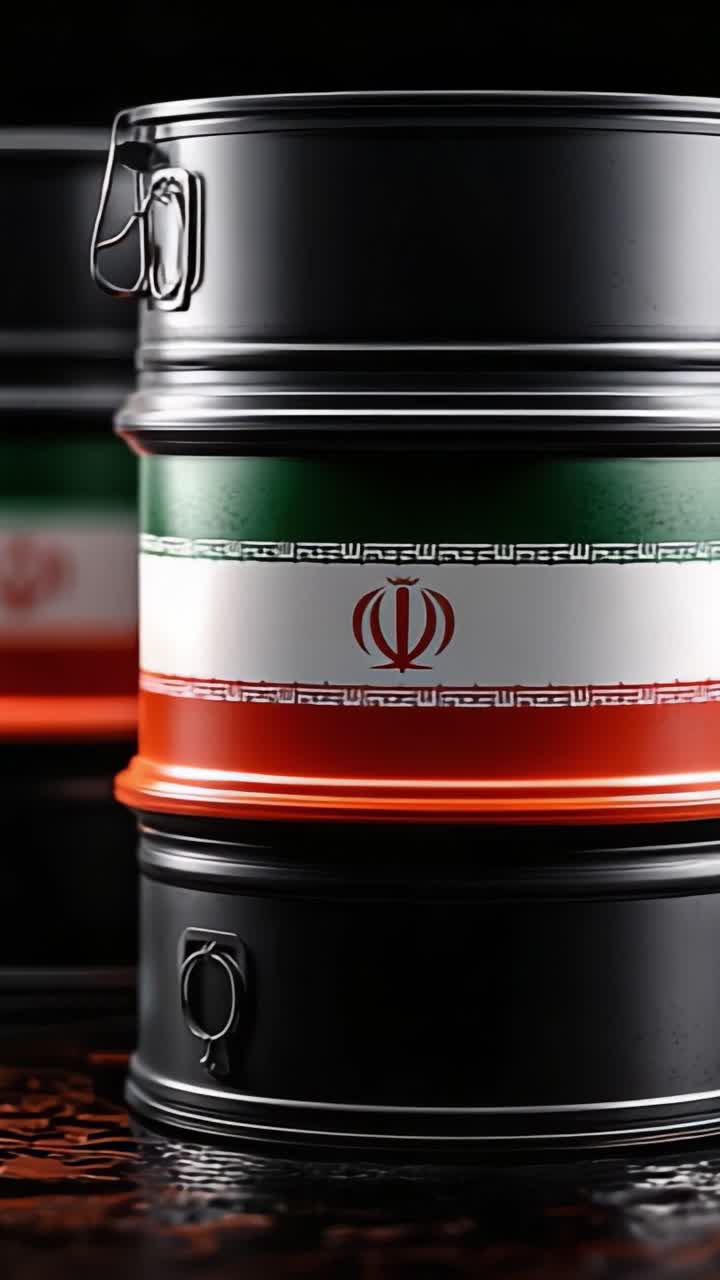 Impressionanti contenitori in metallo nero con l'intricato design della bandiera iraniana, ripresi in due scatti incorniciati con uno sfondo scuro drammatico che ne enfatizza l'estetica unica
