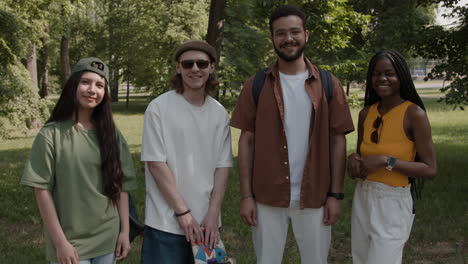 diverse group of young friends in a park