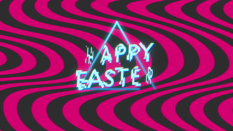 felices pascuas con triángulo de neón en gradiente de ondas