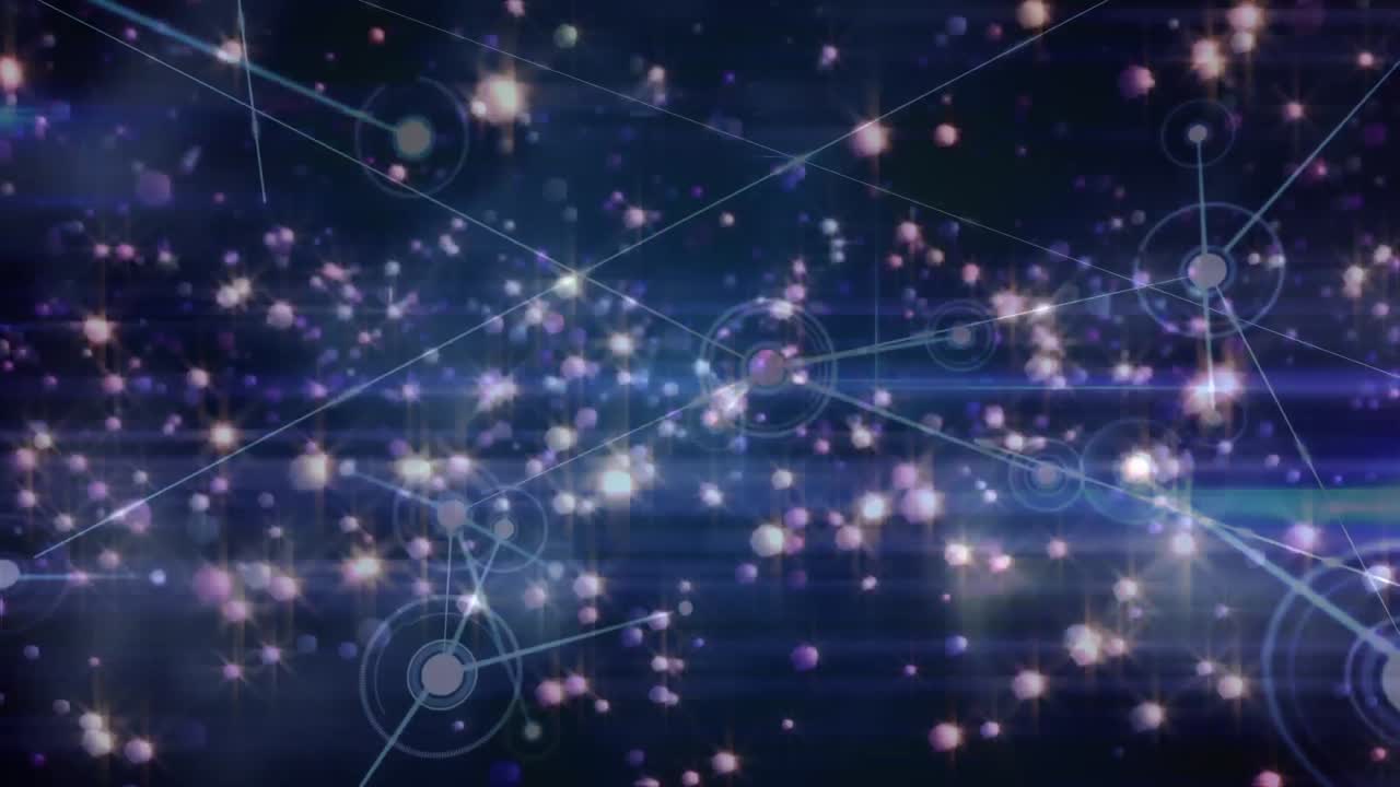 animación de puntos brillantes a través de una red de conexiones