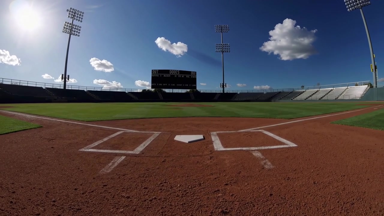 Empty Baseball Field at Home Plate on a Sunny Day