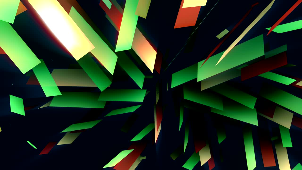 rectángulos abstractos cambiantes en verde sobre negro