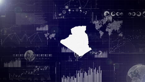 argelia país antecedentes corporativos con elementos abstractos de gráficos de análisis de datos i mostrando análisis de datos video tecnológico con globo, crecimiento, gráficos, datos estadísticos del país de argelia