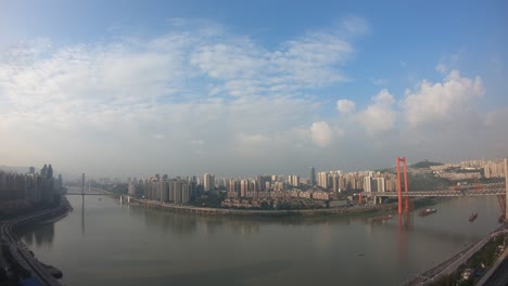 boating on the river in the city