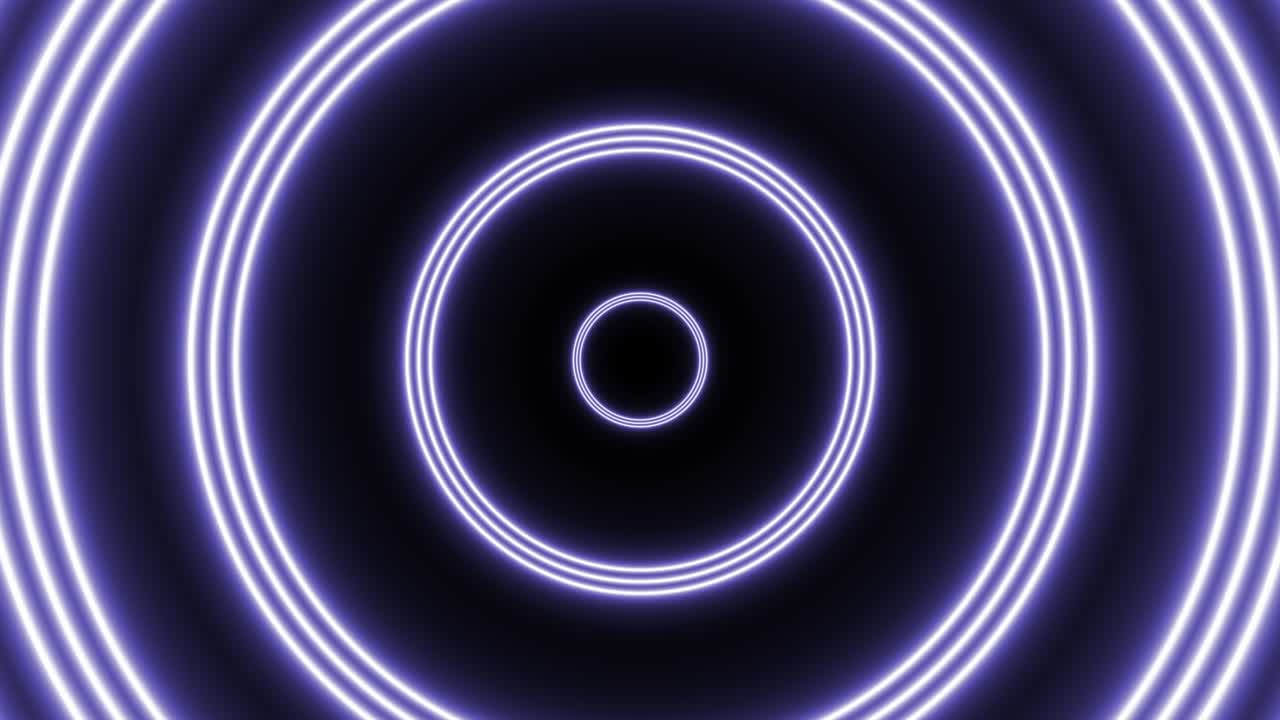 grupo de círculos de neón violeta abstracto futurista animación de túnel de vuelo. movimiento de bucle sin costuras fondo gráfico