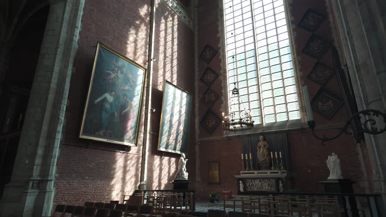 A peaceful view of Saint Michael's Church, Ghent, Belgium with Gothic architecture