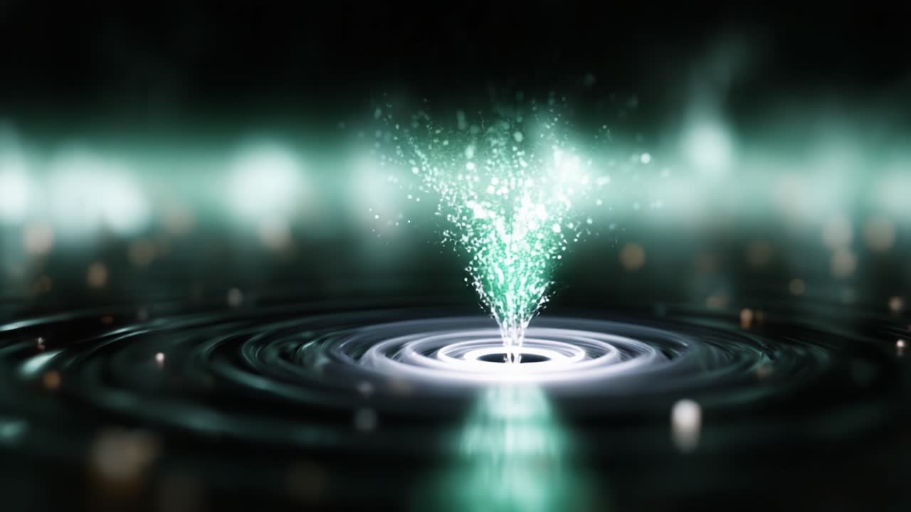 Immagine accattivante di una fontana di acqua frizzante che crea increspature e riflessi meravigliosi in un ambiente tranquillo e mistico