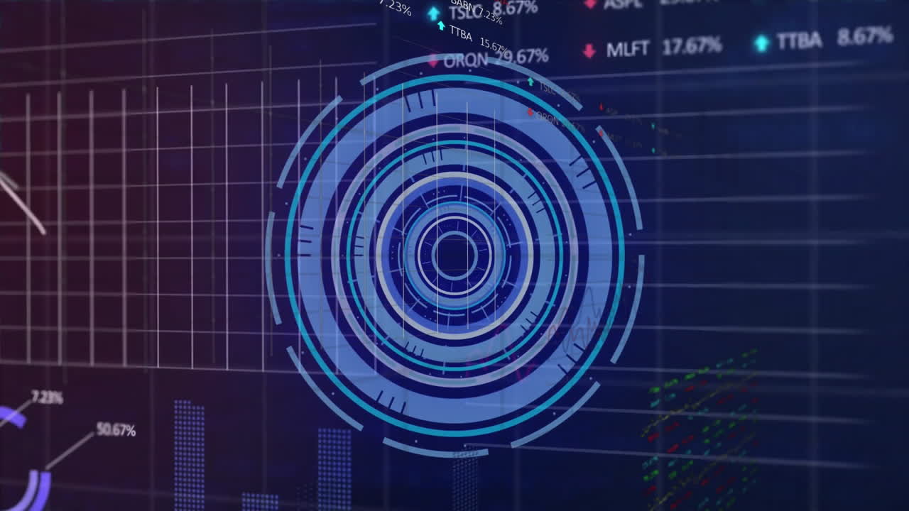 animación del procesamiento de datos y diagramas a través del escaneo de alcance