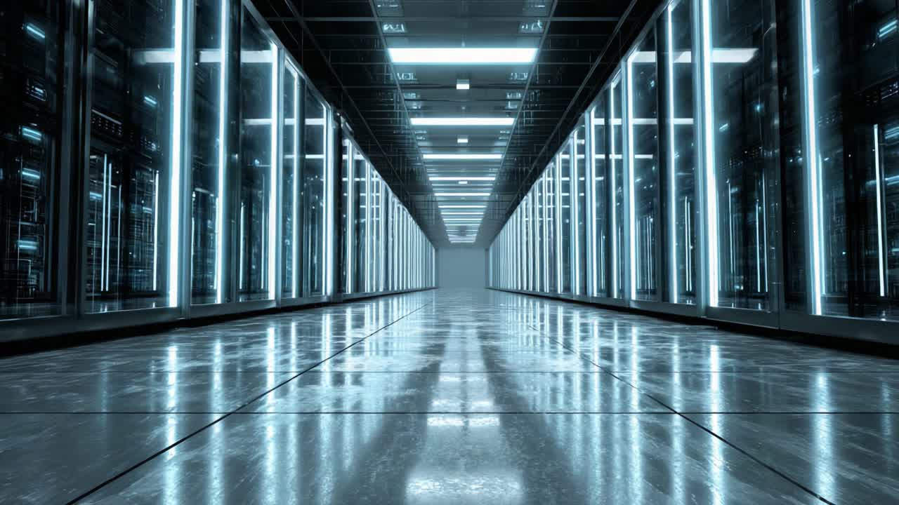 A Glimpse into a High-Tech Data Center: Exploring the Futuristic Design and Sophisticated Infrastructure of a Modern Server Facility