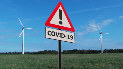 warning sign with covid19 concept