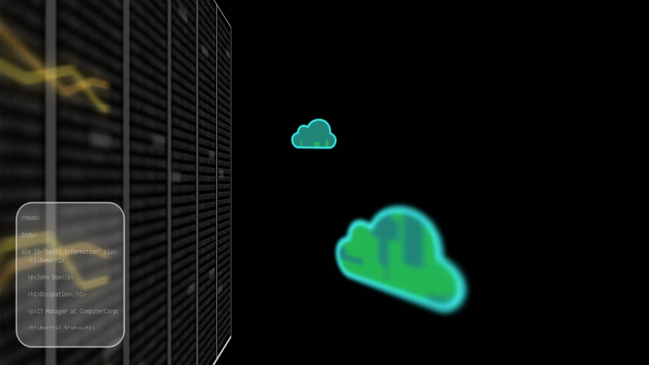 animación de nubes digitales sobre el procesamiento de datos