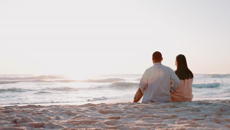 love, hug and relax with couple at beach