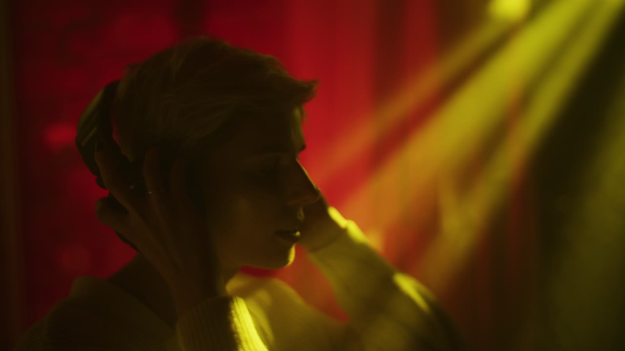 DJ Silhouette in Neon Light