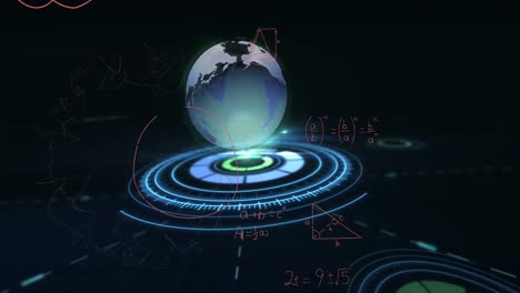 Animation-of-mathematical-equations-over-globe-and-scope-scanning