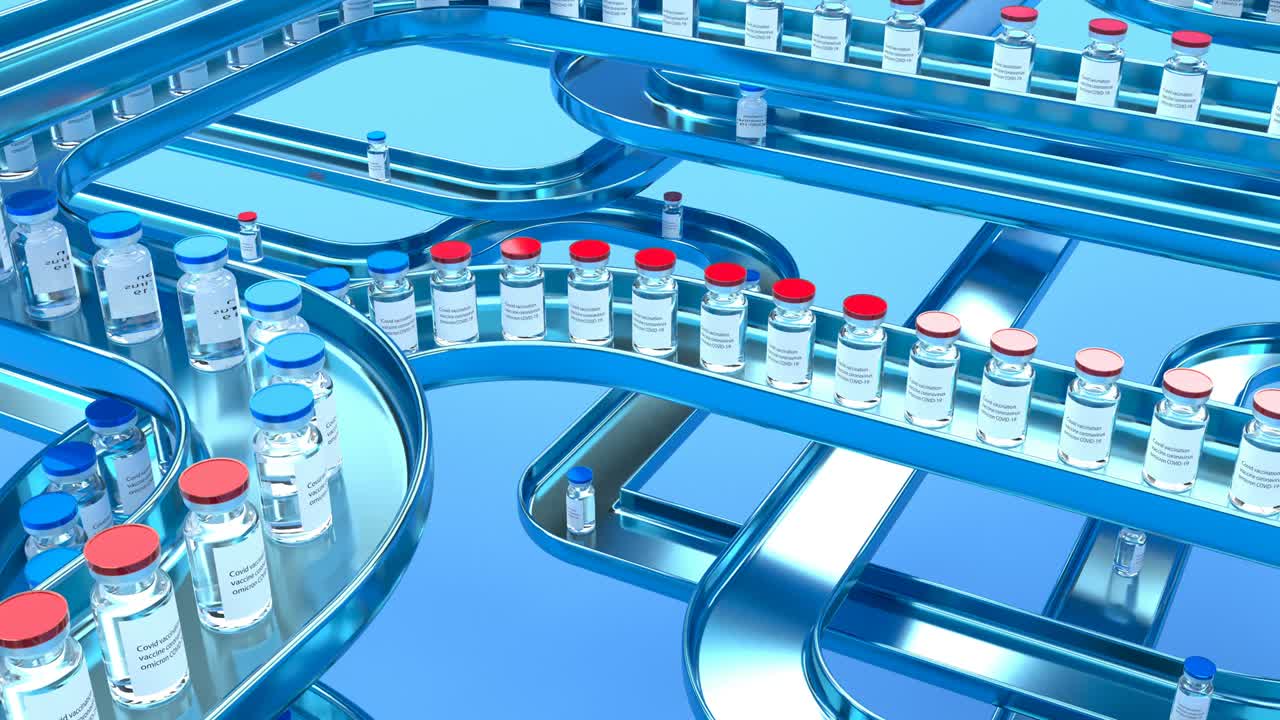 백신 컨베이어, 의학 과학, 제약 실험실, 순환 가능한 4k
