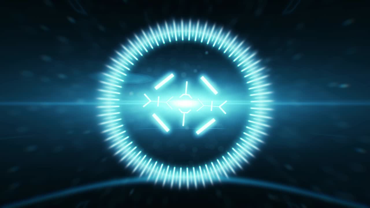 2D HUD animation of a target with a background of anamorphic highlights