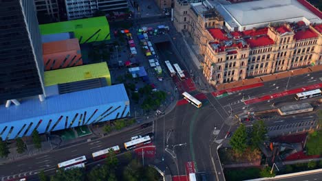 aerial landscape over cbd of brisbane, queensland, australia