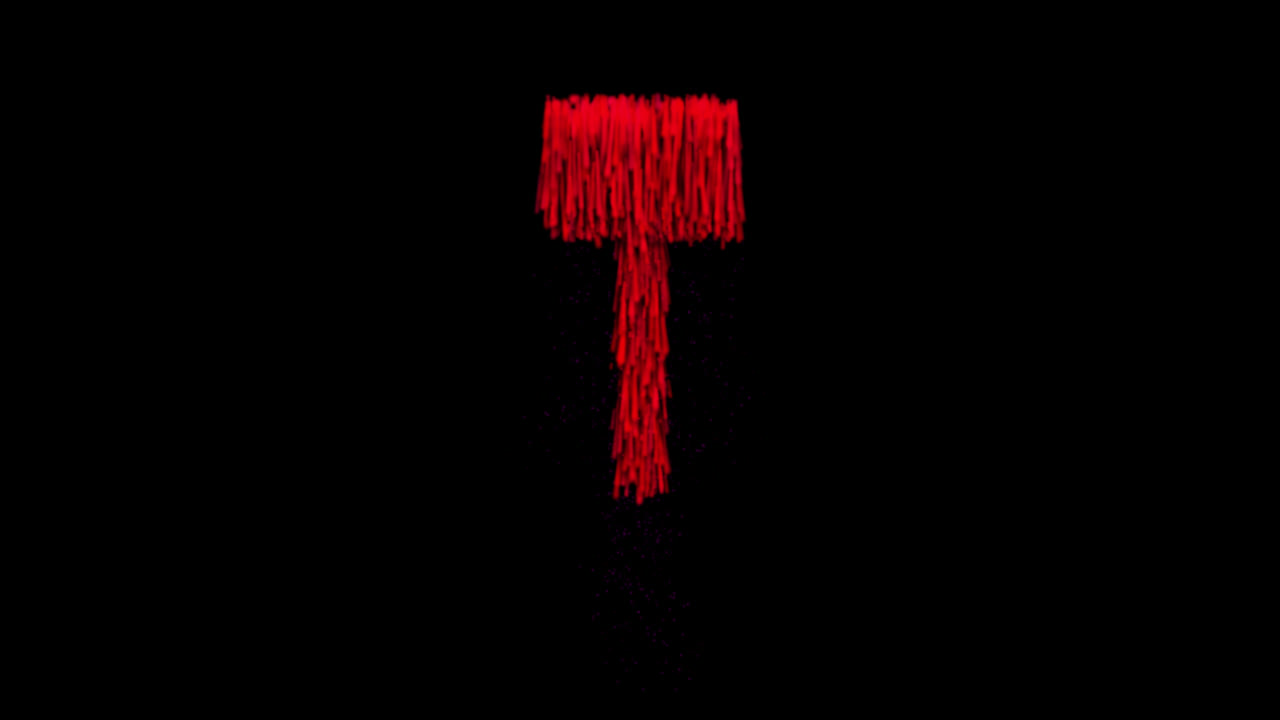 Blood flowing letter T animation on transparent background