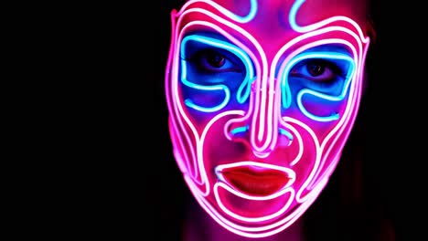 neon mask woman portrait