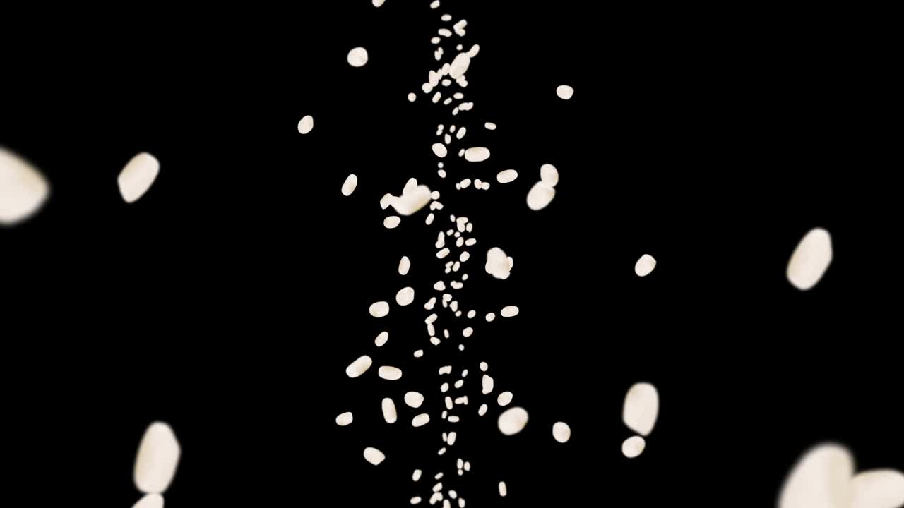 검은색 바탕에 많은 을 날려.  어리. 은. 채식주의자. 건강한 음식.  회전의 3d 루프 애니메이션.