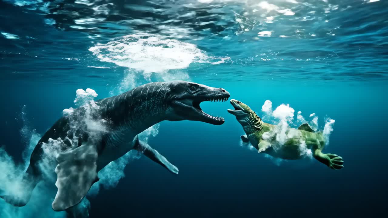 Plesiosaurs Underwater