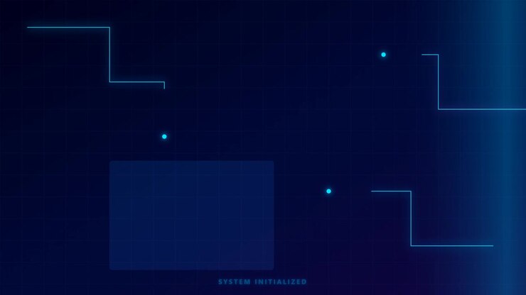 Abstract Digital Interface with Moving Blue Geometric Shapes and Lines