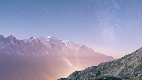 night timelapse from lake des cheserys, chamonix