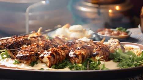 grilled chicken skewers with tahini sauce