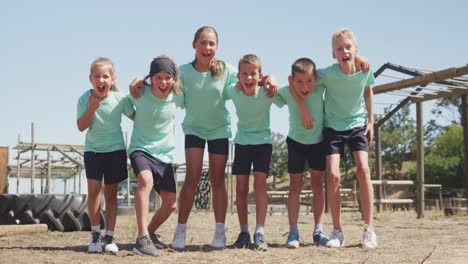 group of caucasian boys and girls at boot camp together