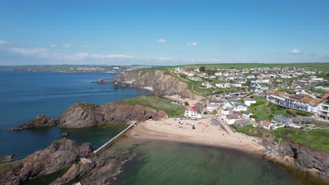 hope cove pequeño pueblo costero devon reino unido drone vista aérea