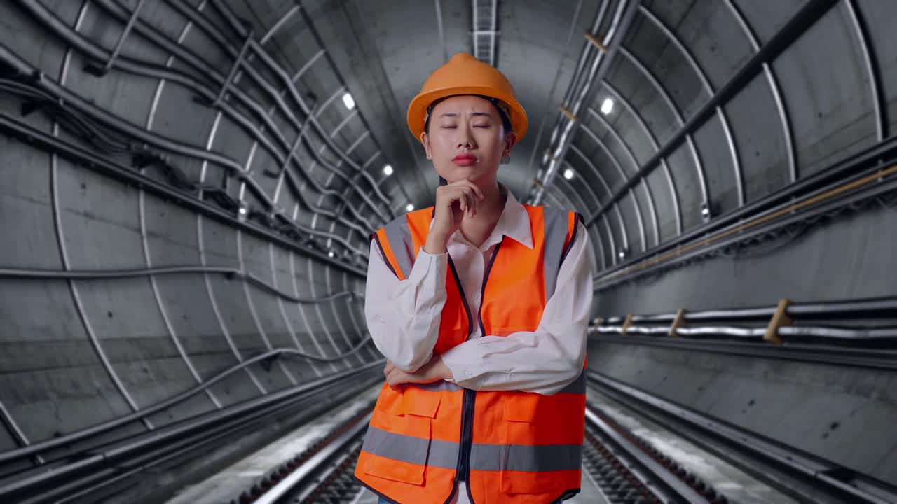 Woman Engineer in a Tunnel