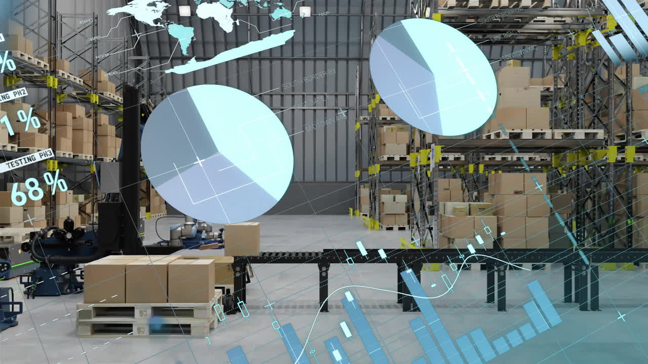 Animation of financial data processing over warehouse
