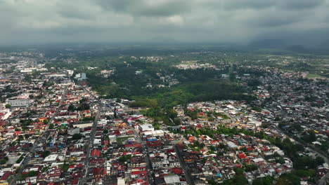 High-altitude-aerial-view-of-the-cityscape-of-Cordoba,-sunny-Veracruz,-Mexico