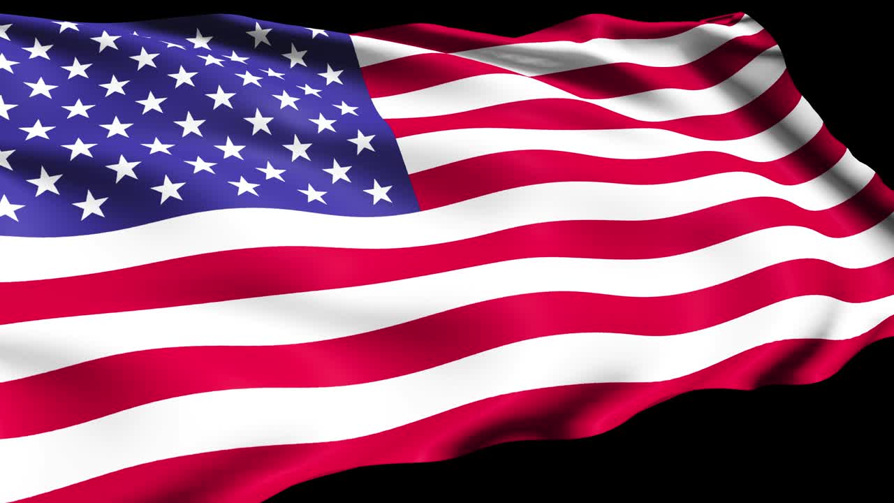 bandera de los estados unidos con estructura de tela en el viento, con un canal alfa (loopable)
