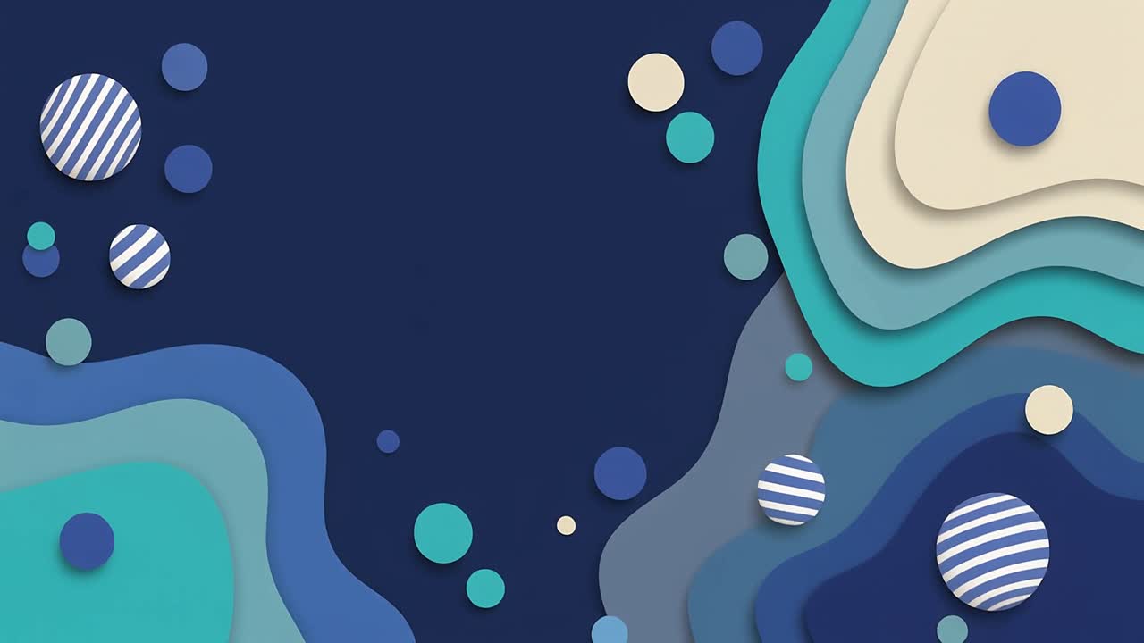 Animated Abstract Background with Wavy Layers and Circles