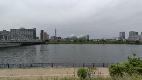 gas tank in japan, tokyo landscape 2022