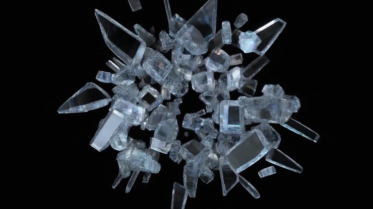 Abstract 3D Animation of Crystal Structure Growing and Shattering
